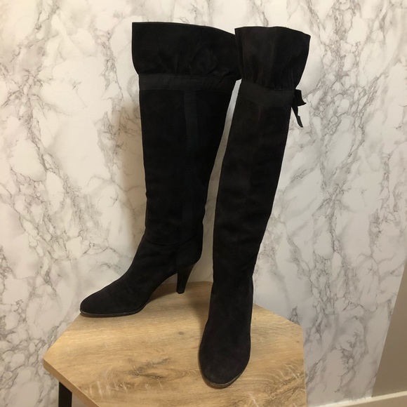 Yves Saint Laurent Shoes - Yves Saint Laurent Black Suede Vintage High Boots